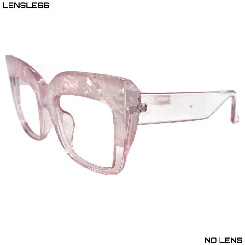 Oversized Retro Large Thick Square Pink Lensless Eye Glasses Frame Only NO Lens gallery