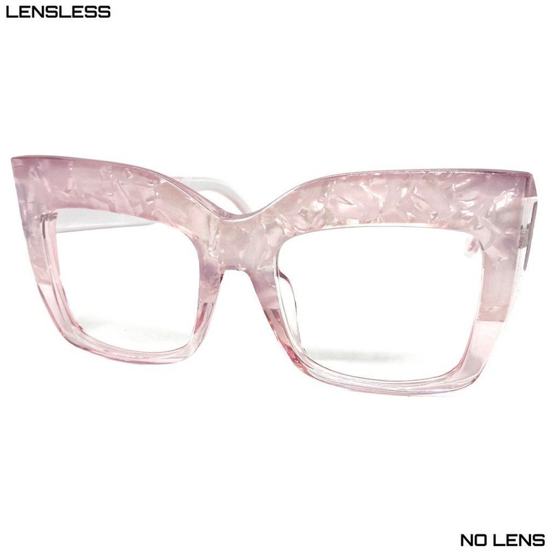 Oversized Retro Large Thick Square Pink Lensless Eye Glasses Frame Only NO Lens gallery