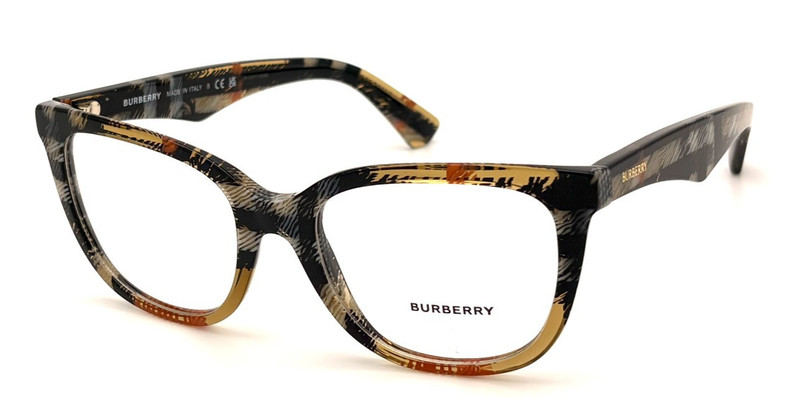 BURBERRY BE2415 4146 Check Sand / Clear Lens 53mm Eyeglasses