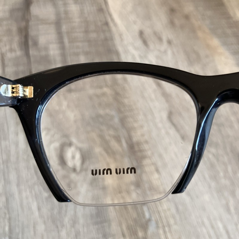 Miu Miu Women Irregular Eyeglasses 03QV col. H5X1O1 Black Frame gallery