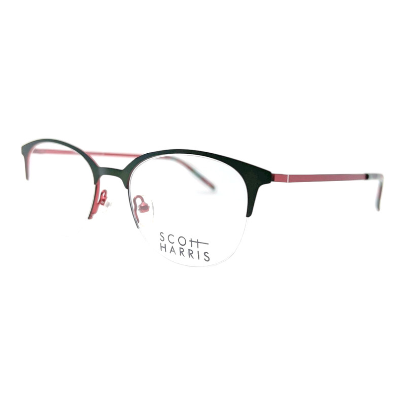 SCOTT HARRIS – SH568 C2 49/18/135 – OLIVE GREEN / RED – NEW Authentic EYEGLASSES