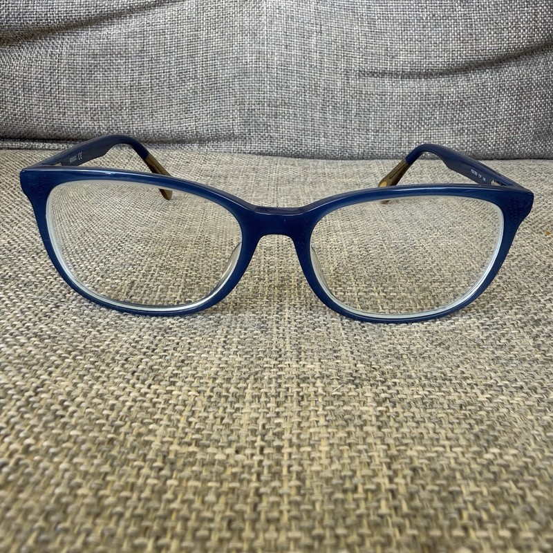 Fossil Eyeglasses Frames FOS 7052 140mm Blue Gold Glitter Square Full Rim Frame