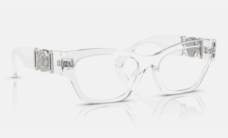 New VERSACE Eyeglasses MOD. 3367-U 108 54-17 140 Crystal & Silver CatEyes Frames