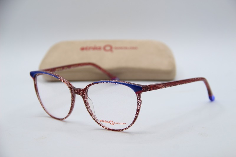 NEW ETNIA BARCELONA MARIE 22 BXBL BURGUNDY BLUE AUTHENTIC EYEGLASSES 53-16