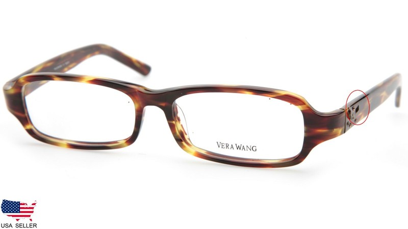 Vera Wang V153 YT Yellow Tortoise Eyeglasses 53-15-140mm (ONE STONE MISSING)