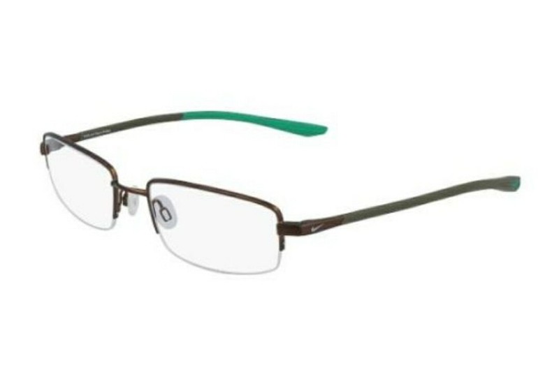 New NIKE FLEXON BRIDGE Eyeglasses | 4302 (215) – Brushed Walnut/ Clear Demo Lens