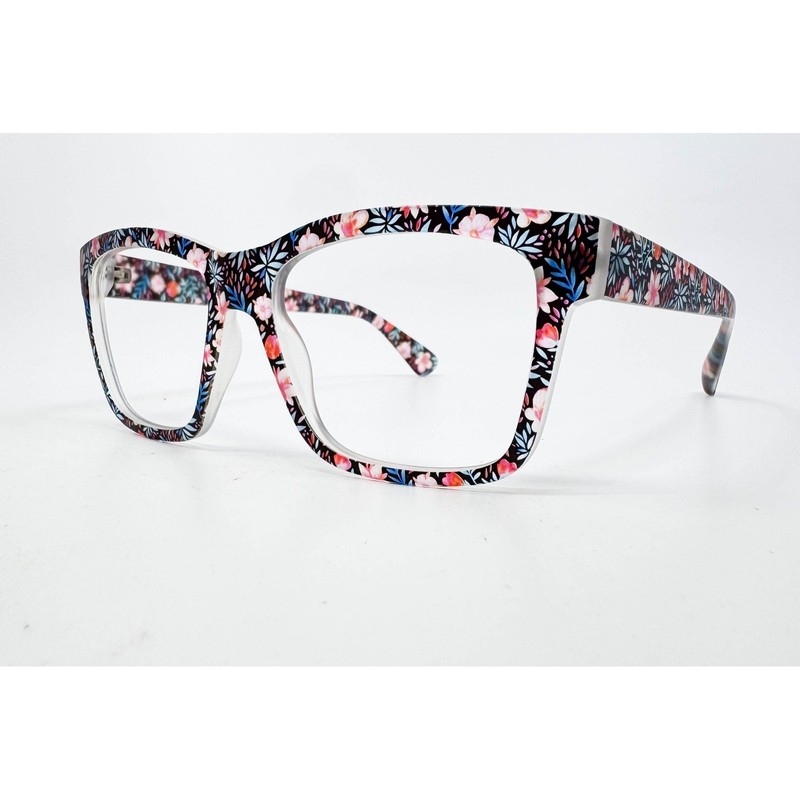 Zenni Eyeglasses Womens Black Floral Square Full Rim Frames 2027229 OS