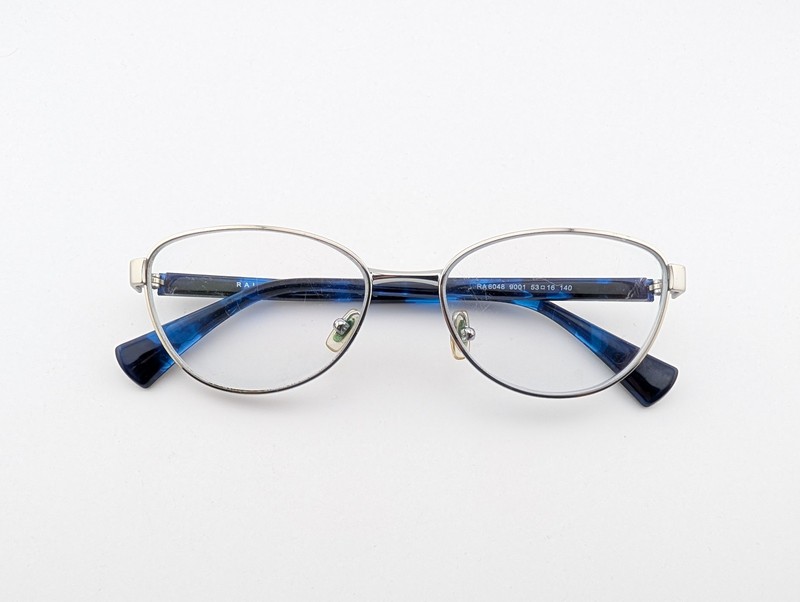 Ralph Lauren Eyeglasses, Frames Only, RA 6048 9001, 53-16-140, Metal,Silver/Blue