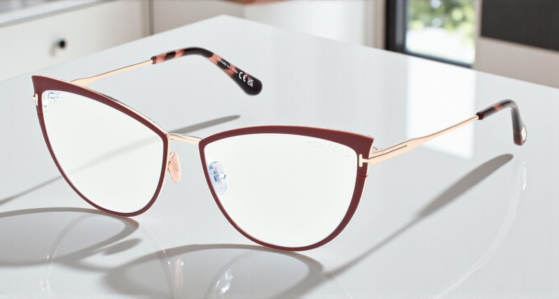 Tom Ford FT5877 B 069 Metal Shiny Bordeaux 56 mm Women’s Eyeglasses