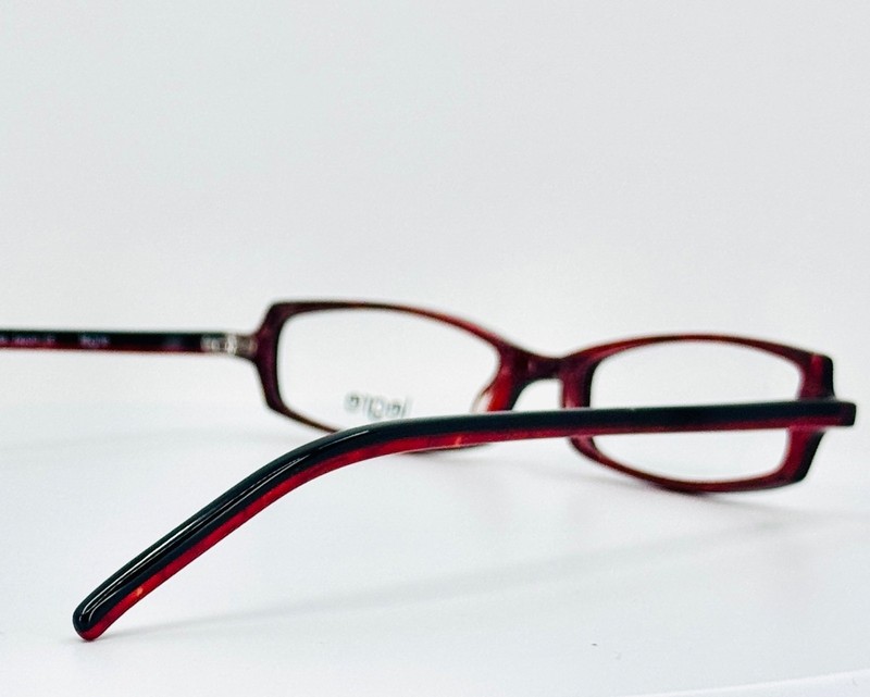 LEGRE LE-055 318 Black Red Unisex Rectangle Full Rim Eyeglasses 47-17-140 B:22 gallery