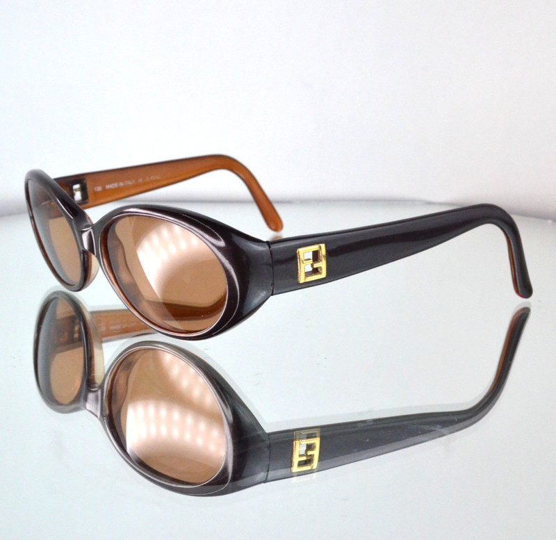 RARE Fendi Vintage Sunglasses/Eyeglasses Chocolate Brown/Gold Logo Y2K FS197