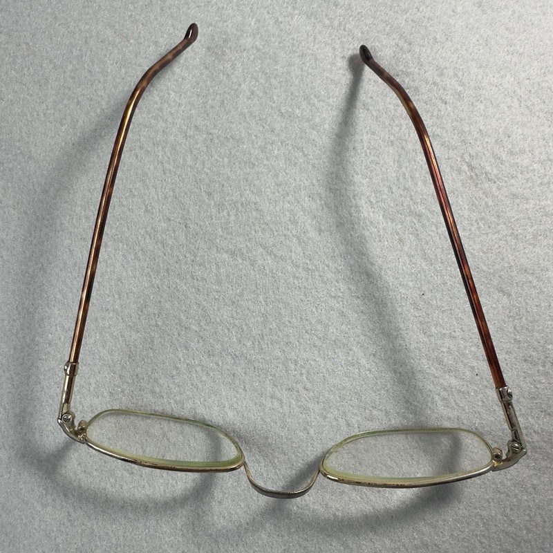 Vintage Ronsir Eyeglasses Gold Metal Frames Tortoise Arms Square Optical Glasses gallery