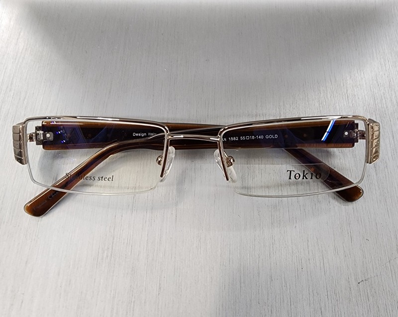 TOKIO Eyeglasses 1582 Frames 55-18-140 Gold Semi Rimless NEW