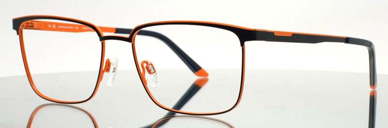 JAGUAR 33638 3100 Black Orange Mens Rectangle Eyeglasses 54-17-145 B:39 B