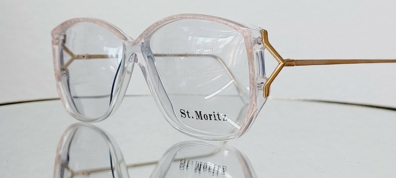 Vintage ST. MORITZ ANCEY Eyeglasses ROSE CRYSTAL New Plastic 54-18 retro 80’S