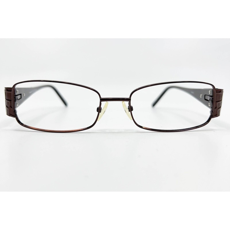 Tempo Eyeglasses Womens Brown WM1027 BR Rectangle Textured Temple 53-17-135