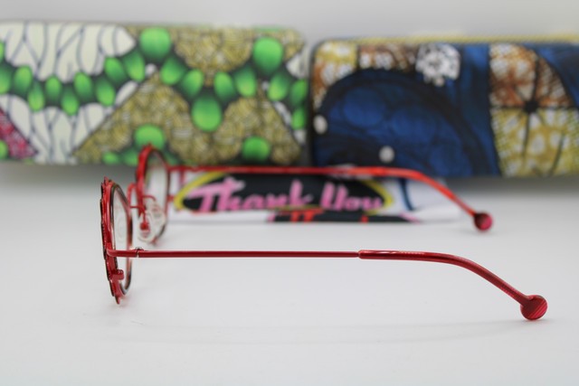 NEW L.A. EYEWORKS CICADA 684501 RED GUNMETAL AUTHENTIC FRAMES EYEGLASSES 47-27 gallery