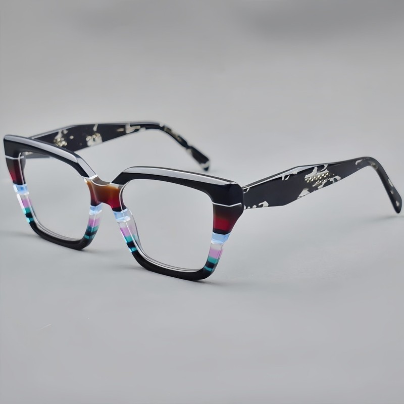 Fashion Clourful Eyeglasses Vintage Square Thick Acetate Eyeglasses Frames Women