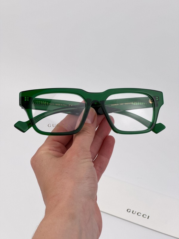 Gucci Women Eyeglasses Transparent Green Demo Square GG0963O 004 NEW AUTHENTIC