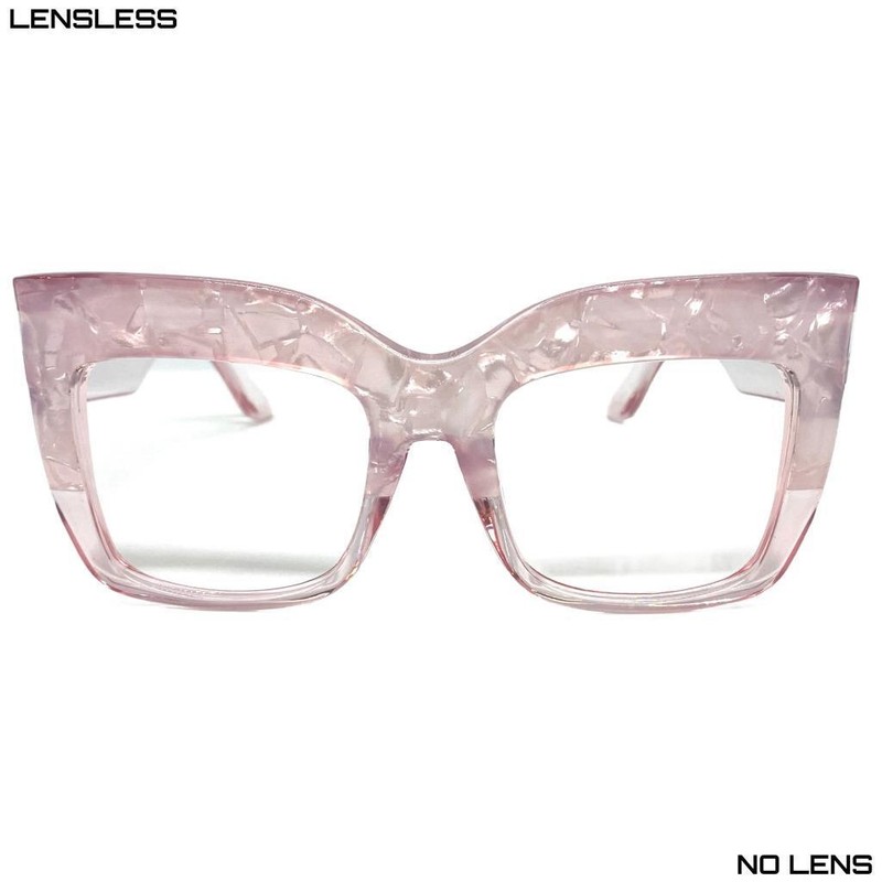Oversized Retro Large Thick Square Pink Lensless Eye Glasses Frame Only NO Lens gallery