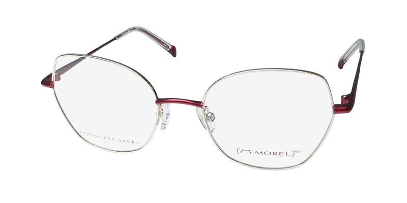 NEW MOREL RED SERENA 90017C GLASSES SILVER 49-18-135 WOMENS GEOMETRIC METAL