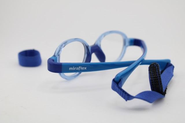 NEW MIRAFLEX MF 4003 K574 CLEAR BLUE STRAP AUTHENTIC EYEGLASSES 36-15 gallery