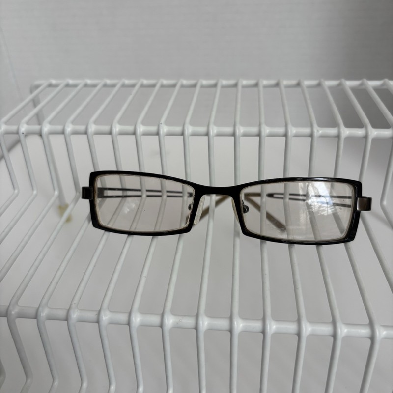 VTG Unbranded Rectangle Eyeglass Frames Unisex Black Silver Metal Retro Hippy