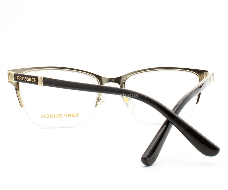 Tory Burch Eyeglasses TY 1069 3304 Glasses Shiny Black on Gold 53mm with Pouch gallery
