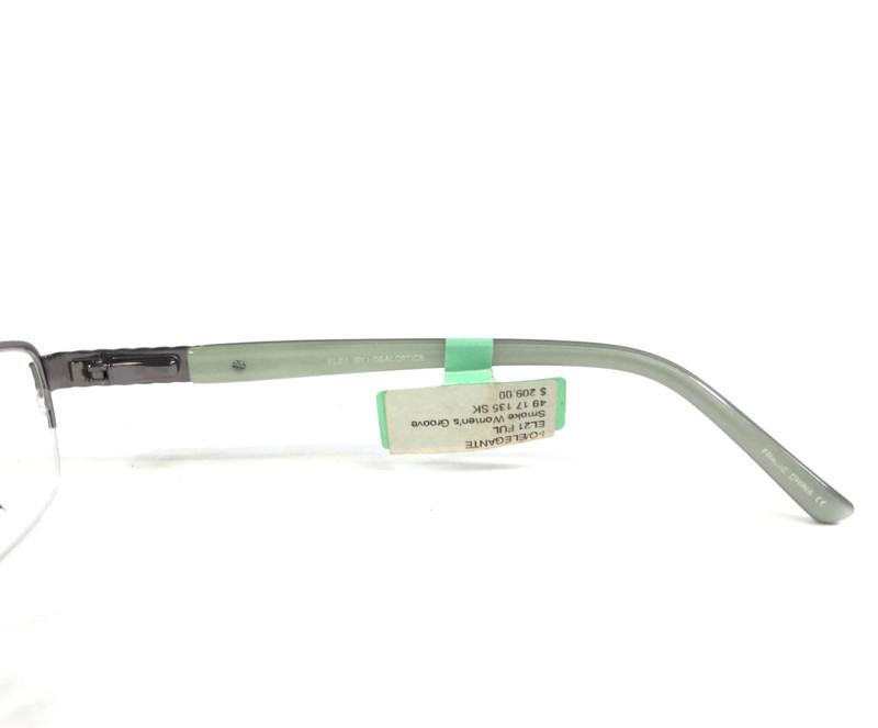 Elegante Eyewear Eyeglasses Frames EL21 SMOKE Silver Green Half Rim 49-17-135 gallery