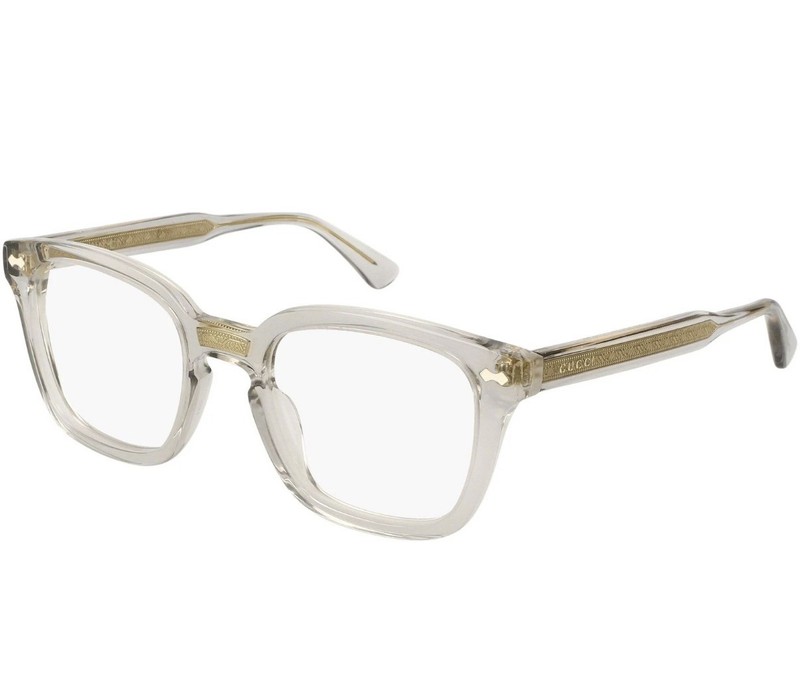 Gucci Rectangular Eyeglasses GG0184O 005 Transparent Gray 50mm