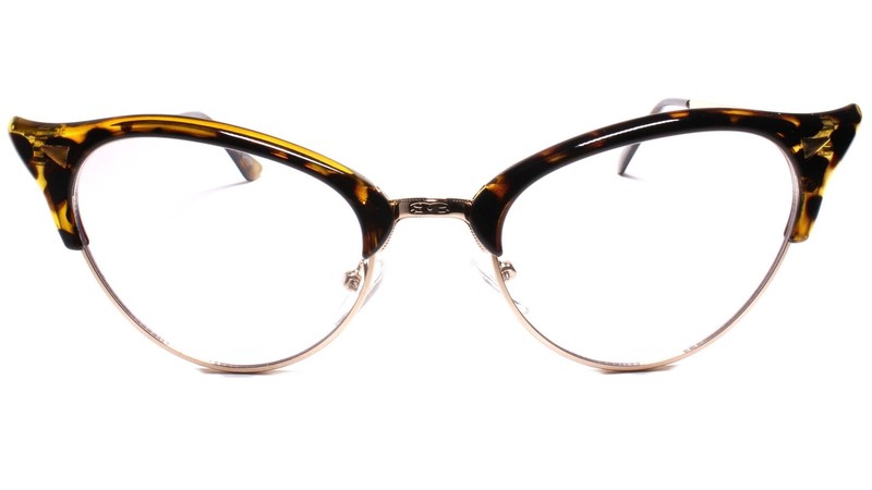 Classy Elegant Retro Cat Eye Style Clear Lens Eye Glasses Gold & Tortoise Frame gallery