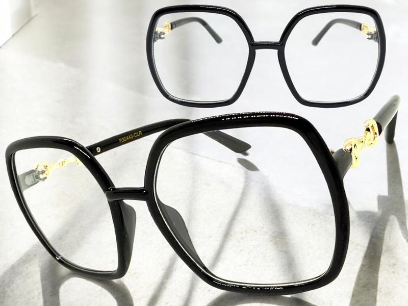 Oversized Exaggerated Vintage Retro Clear Lens EYE GLASSES Square Black Frame