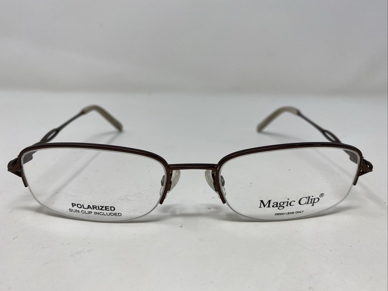 Magic Clip M403 BRN 52-18-135 Brown Metal Half Rim Eyeglasses Frame LV47