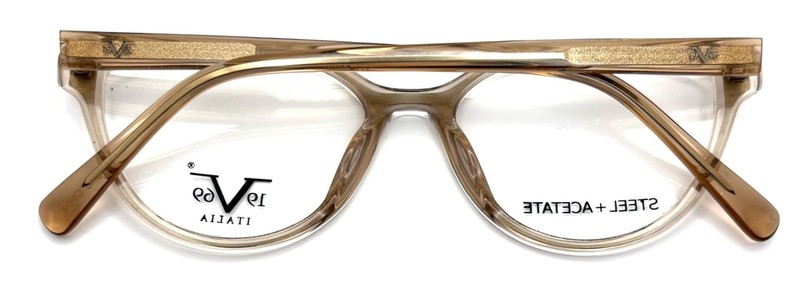Crystal Cognac Acetate Soft Cat-Eyeglasses Steel Interior V8005 CC 51-16-140 gallery
