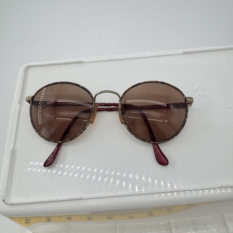 Vintage Oliver Winston Metro Round Eyeglass Frames Floral Red 55-21-145 gallery