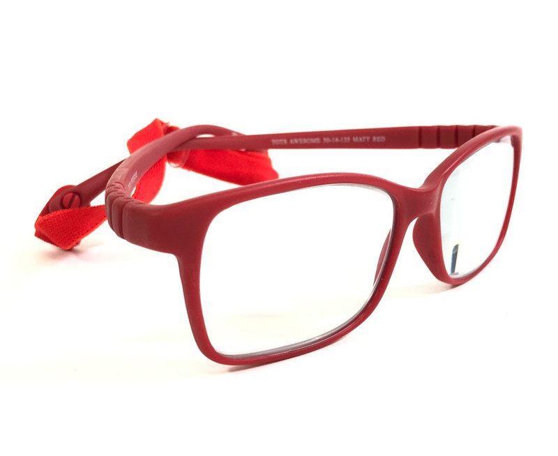 Tots Kids Eyeglasses Frames AWESOME MATT RED Rectangle Rubberized 50-14-135 gallery