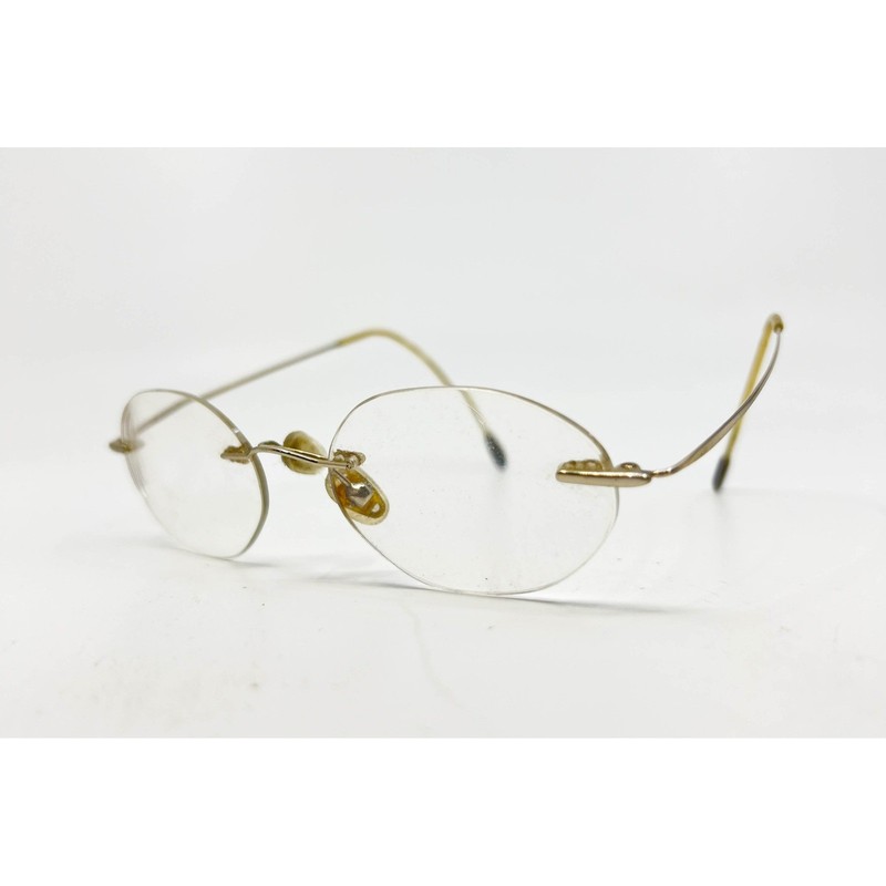 Modern Eyeglasses Unisex Gold Rimless Oval U730 49-19