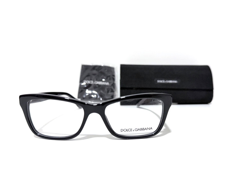 DOLCE & GABBANA DG 3215 501 SHINY BLACK RX EYEGLASSES 52-16-140 MM ITALY gallery