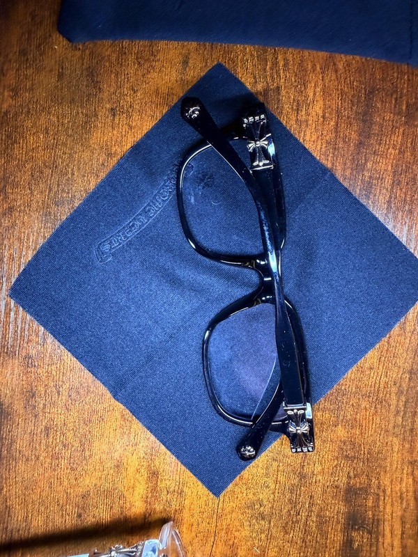Chrome Hearts Black Full Rim Eyeglass Frames with Metal Details & Original Case gallery