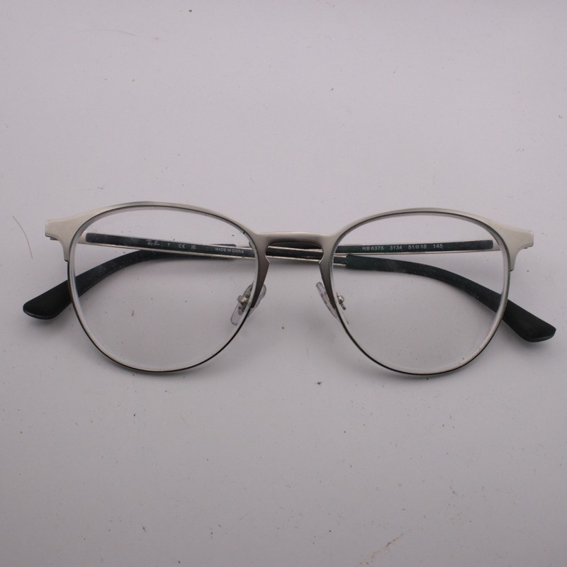 RB6375 Ray-Ban Silver Metallic Metal/Rubber Oversized Square Eyeglasses Frames