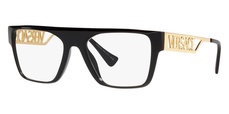 Versace VE 3326U GB1 Black/Gold Plastic Rectangle Eyeglasses 55mm gallery