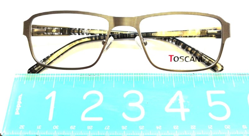 Men's Textured Rectangular Metal Frame: Acetate Temples T 2093 DG 54-18-140 gallery
