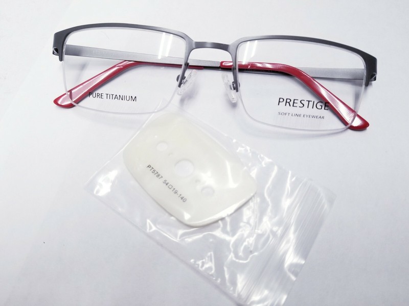 Prestige PT5787 C3 Designer Eyeglasses Frame 54-19-140 Matte Gray/Red