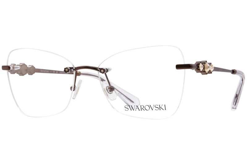 Swarovski SK1014 4002 Eyeglasses Women’s Brown Rimless Butterfly Shape 53mm