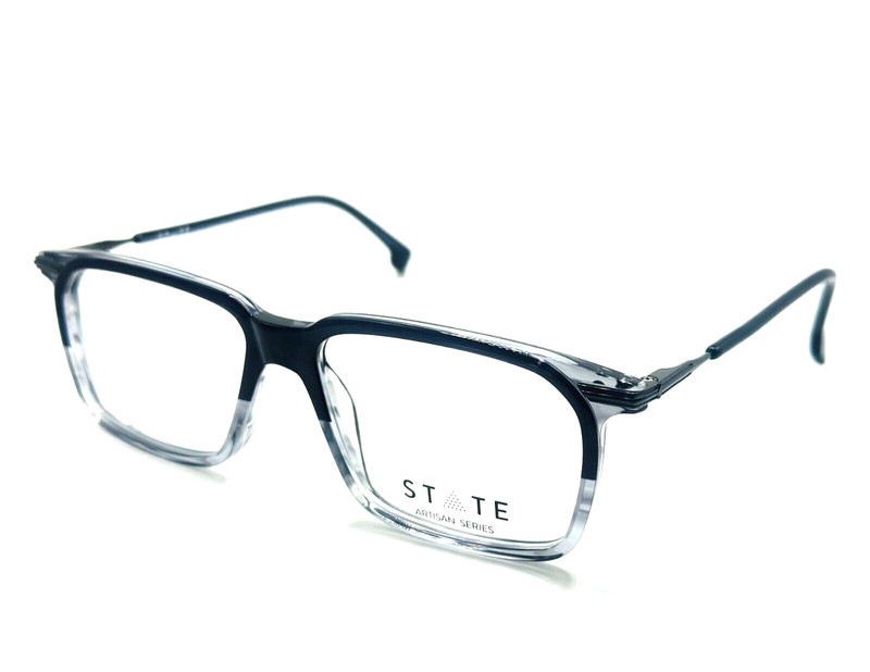 NEW STATE OPTICAL CO KENWOOD BLACK ASH GRAPHITE MEN EYEGLASSES 55MM 16 145