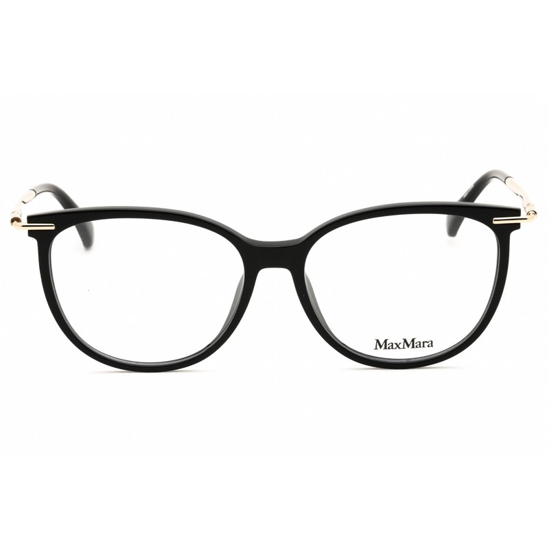 Max Mara Women's Eyeglasses Shiny Black Acetate Round Full Rim Frame MM5050 001 gallery