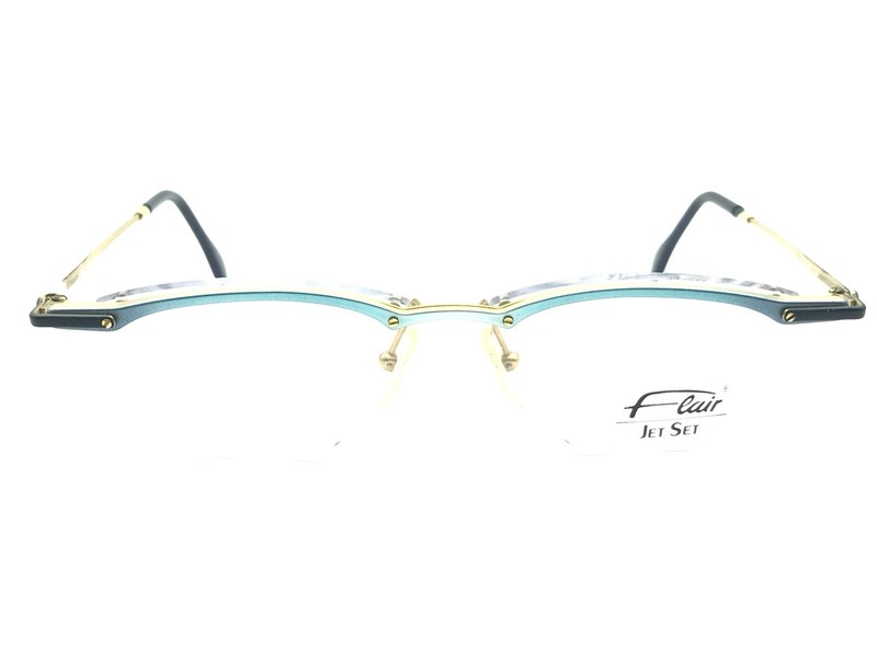 FLAIR JET SET 750 COL 431 Blue Gold Rimless Eyeglasses Frames 140 Germany gallery