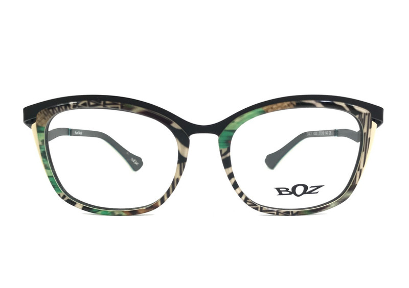 BOZ Eyeglasses Frames DALY 4500 Green Patchwork Black Cat Eye Full Rim 51-18-140 gallery