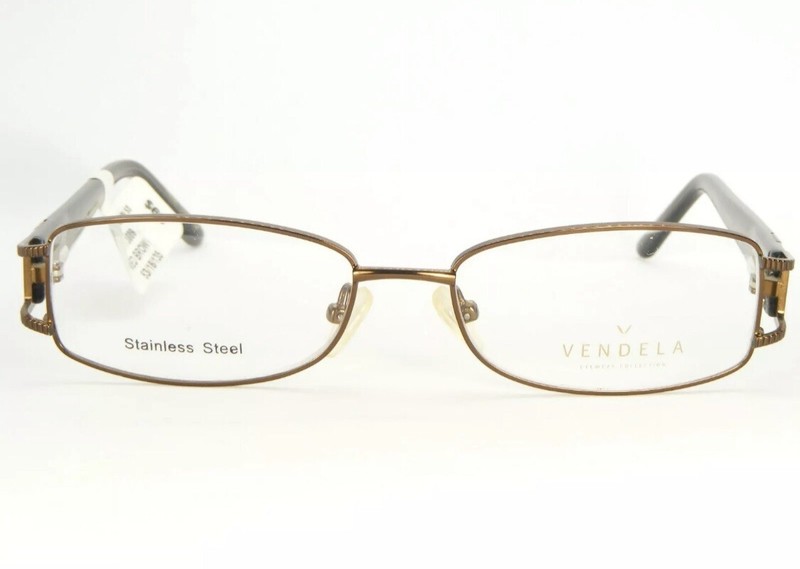 BOGO~ Vendela Eyewear Eyeglasses FRAMES V1010 med Brown 53-18-135 rx stainless gallery