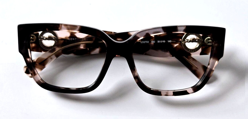 LONGCHAMP LO2703 690 NEW BROWN PINK TORT AUTHENTIC DESIGNER EYEGLASSES 56-16-140